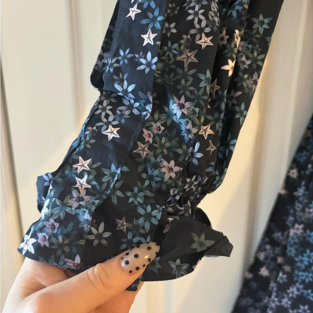 All Saints Black and Blue Floral Midi Dress - Picture 7 of 10